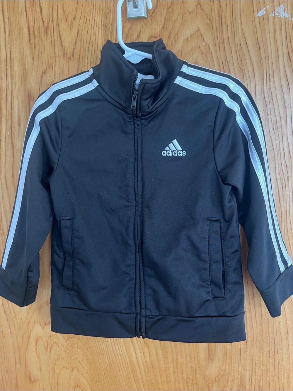 adidas Black Jacket with White Stripes - Kids